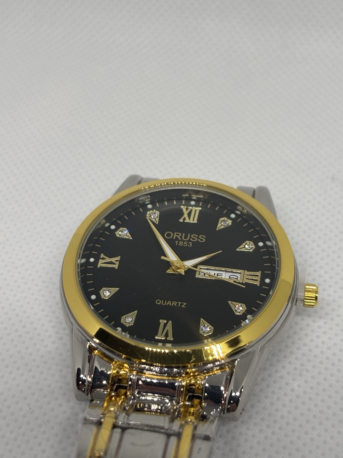 ORUSS 1853 Mens Quartz Watch Two Tone Stainless Steel Day Date New In Box