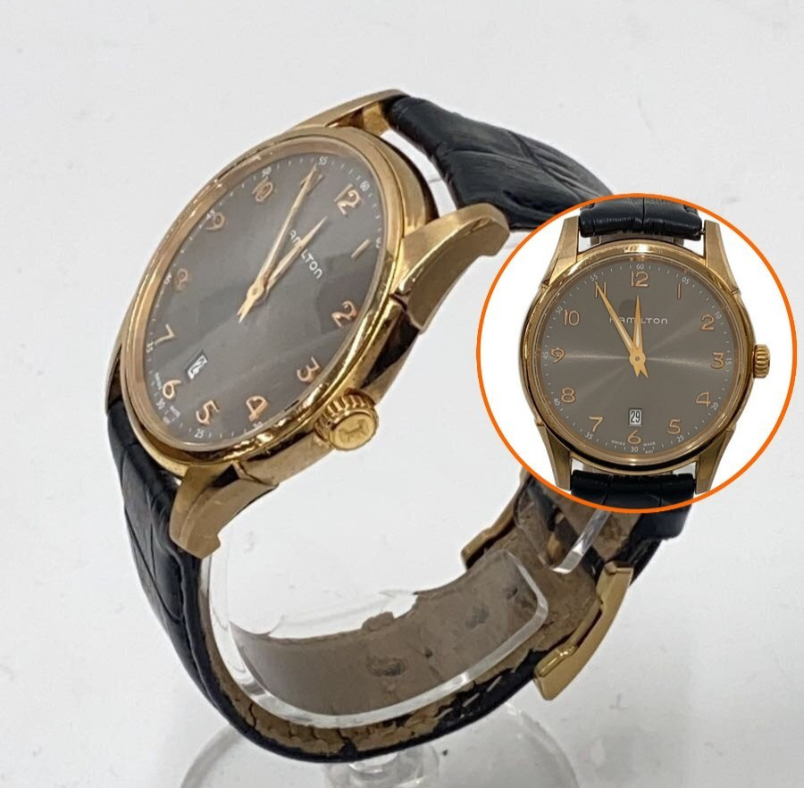 Hamilton Jazzmaster Slim Gold H385410 Swiss Quartz 40mm Date Leather Men’s Watch