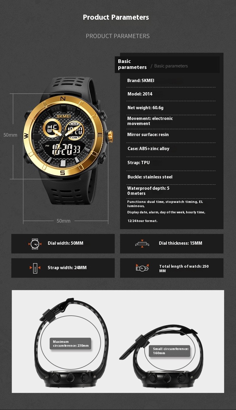 Outdoor Multifunctional Waterproof Electronic Watch