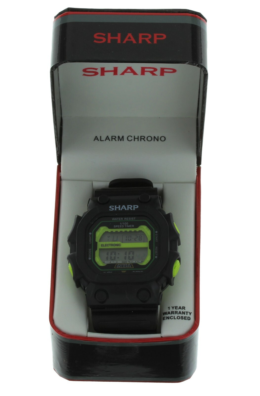 Men’s outdoors sport SHARP watch black plastic band with green SHP8964