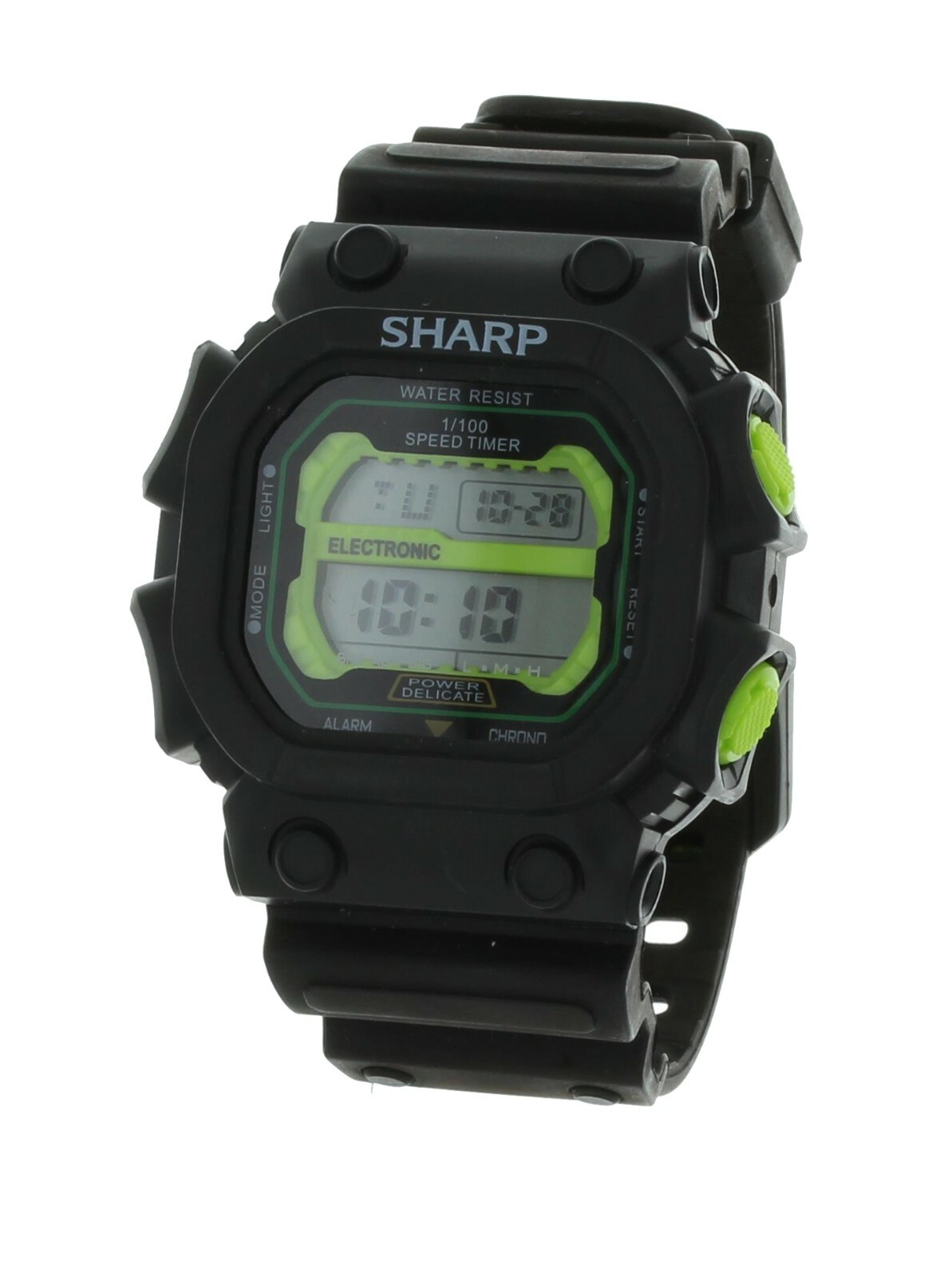 Men’s outdoors sport SHARP watch black plastic band with green SHP8964