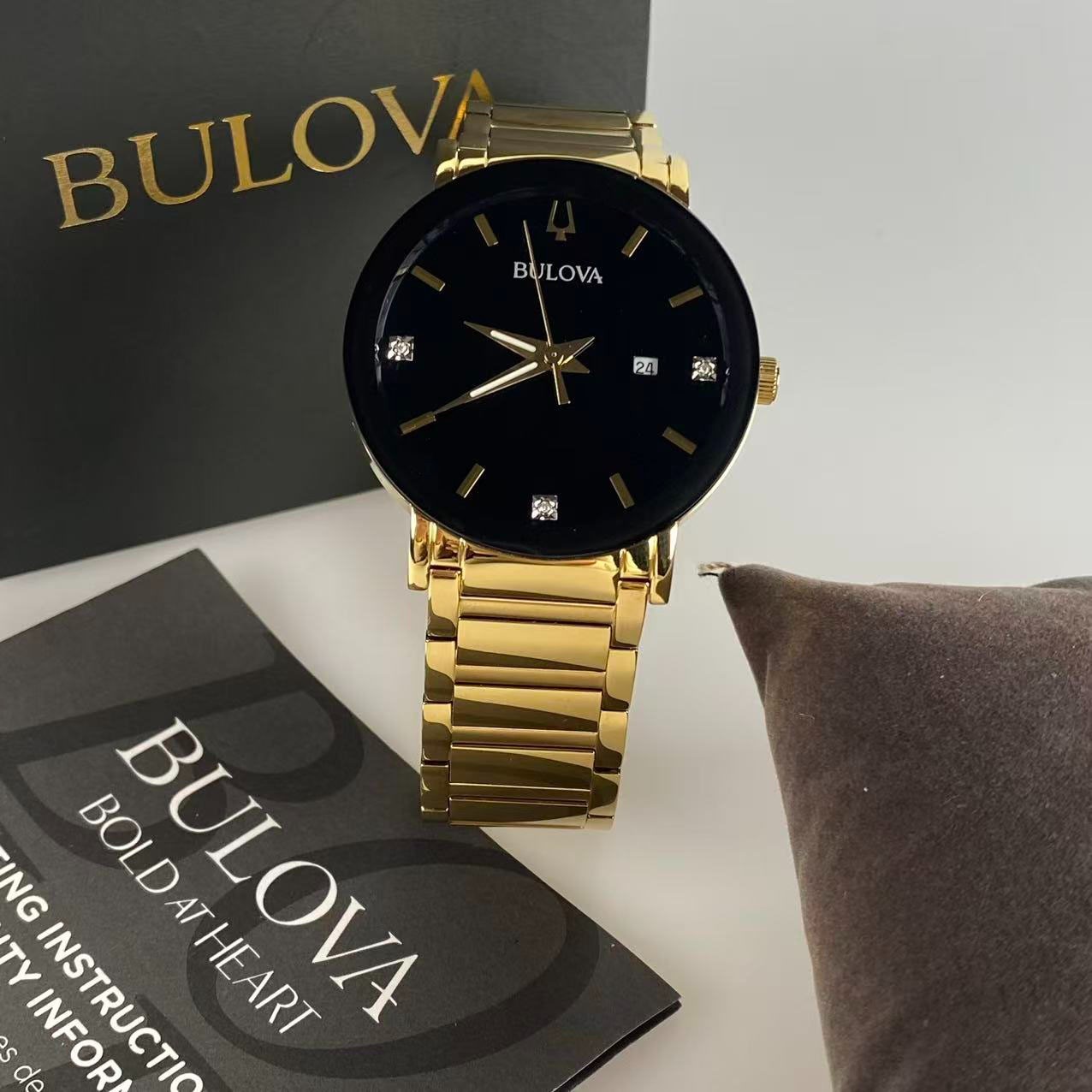 New Bulova Futuro Modern Men’s Quartz Watch Black Diamond Dial 97D116 42mm