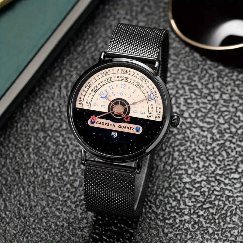 Stylish Cool Men Stainless Steel Mesh Quartz Watch High-Quality Waterproof Gift