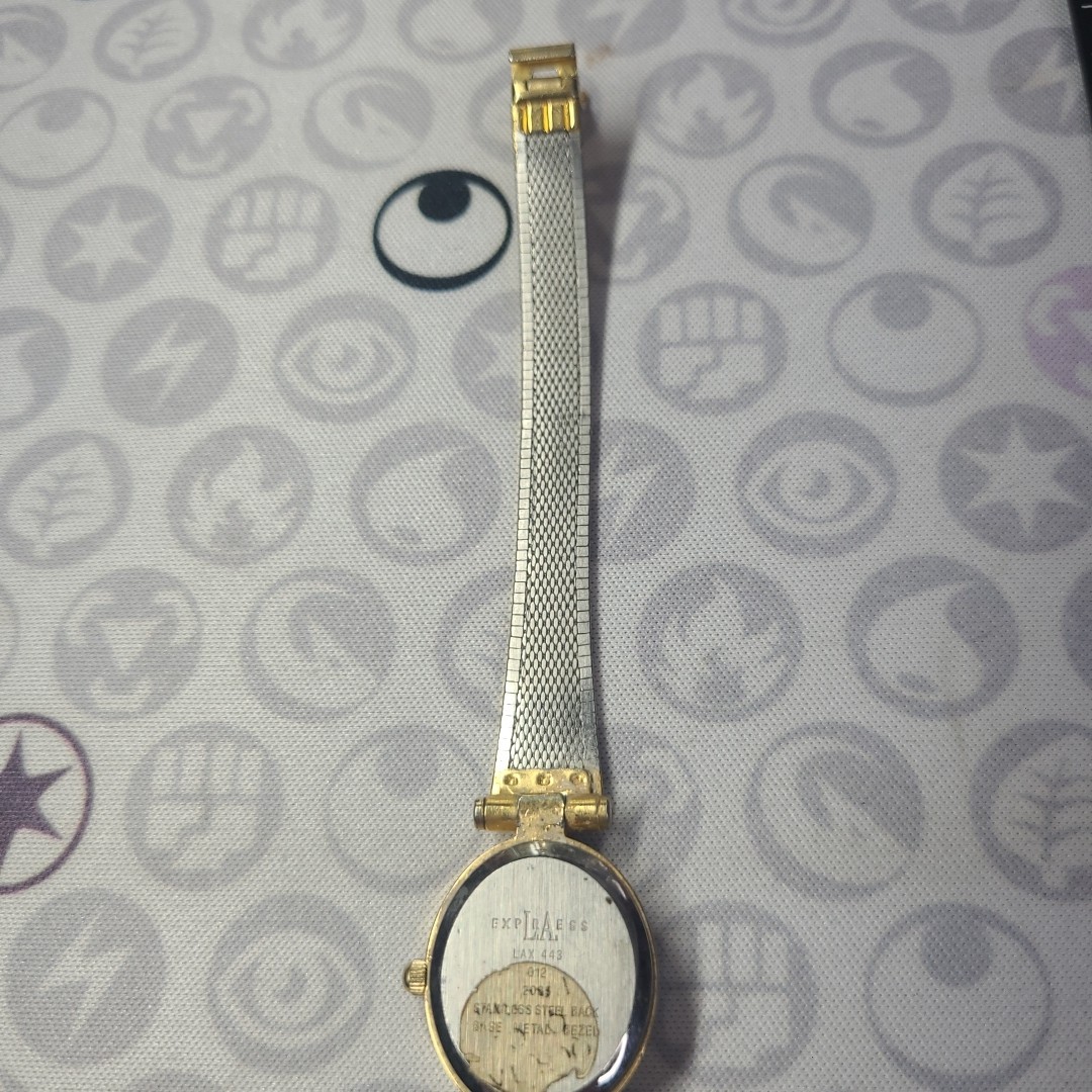 LA Express Ladies Abalone Shell Gold Tone Band Dress Watch (BAND DOES NOT CLASP)