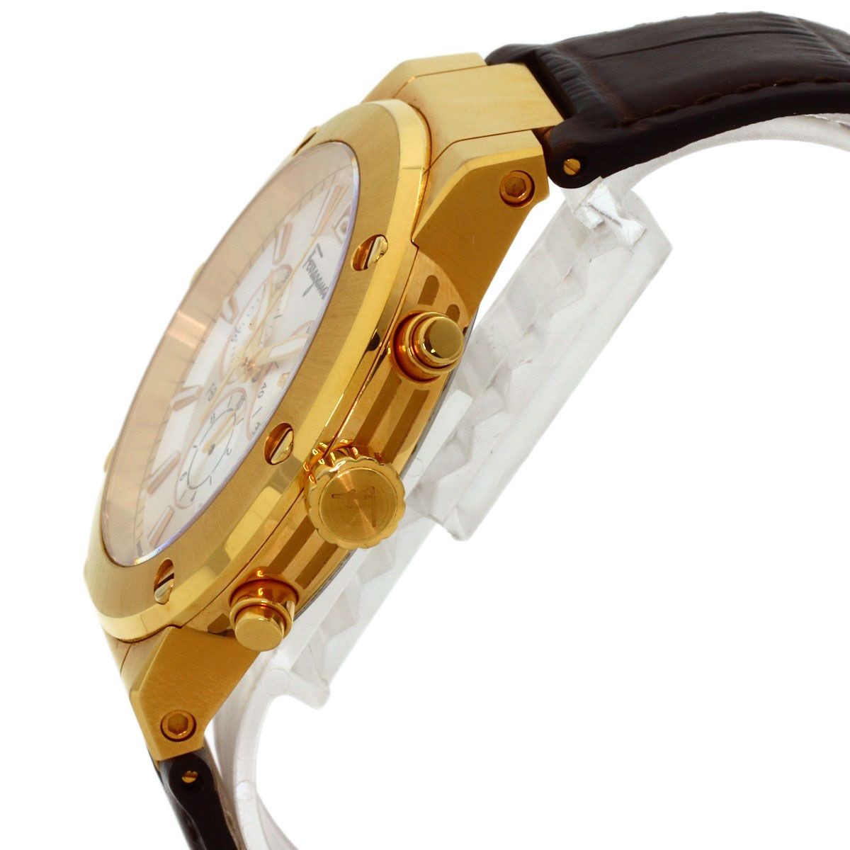 Salvatore Ferragamo SFEX00419 Round Face Wristwatch SS Leather Men’s Used