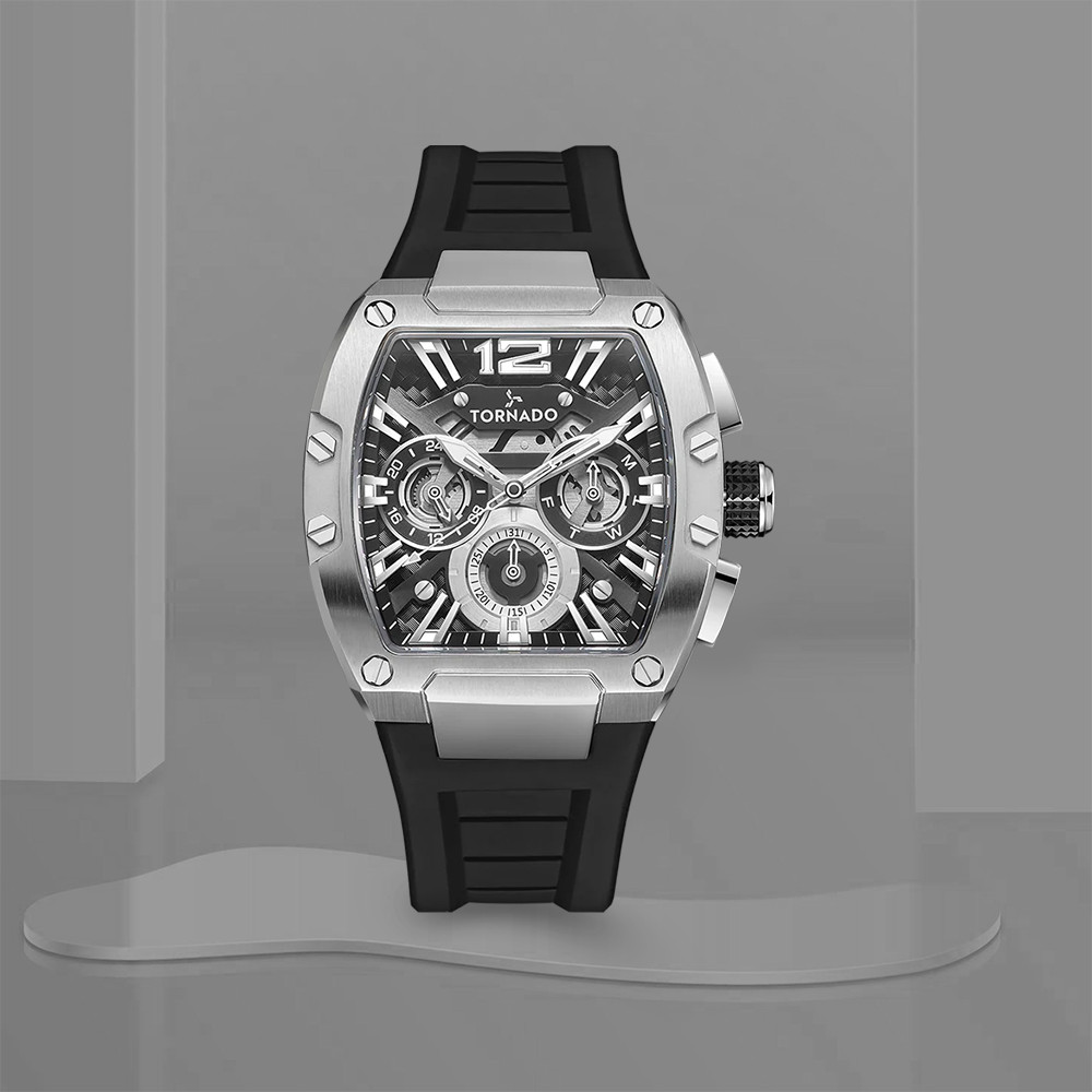 Tornado Xenith Men’s Multi Function Watch | Black Dial, 43x54mm, 100 m (10 ATM)