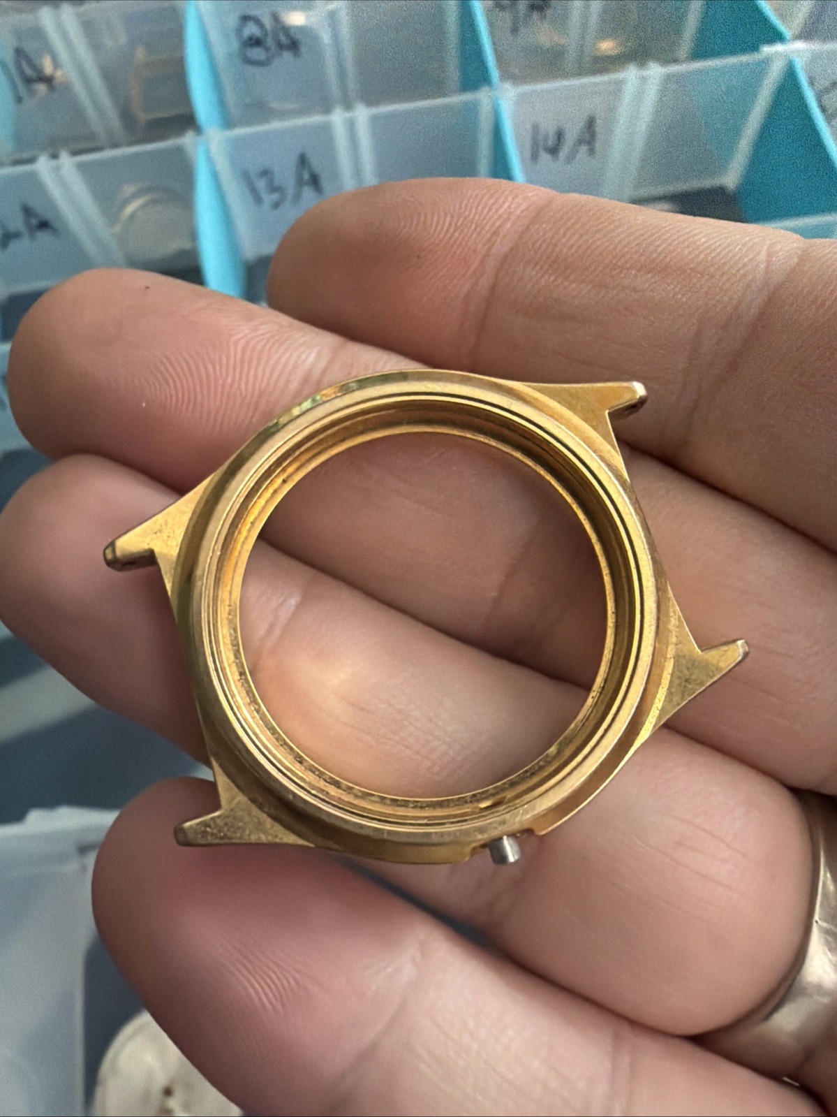 Vintage Round Heavy Watch Case 35mm Gold Toned 8A