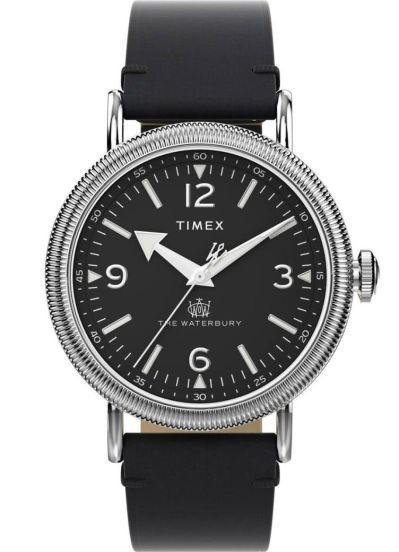 Timex Waterbury Standard Men’s Black Dial Leather Strap Quartz Watch TW2W20200