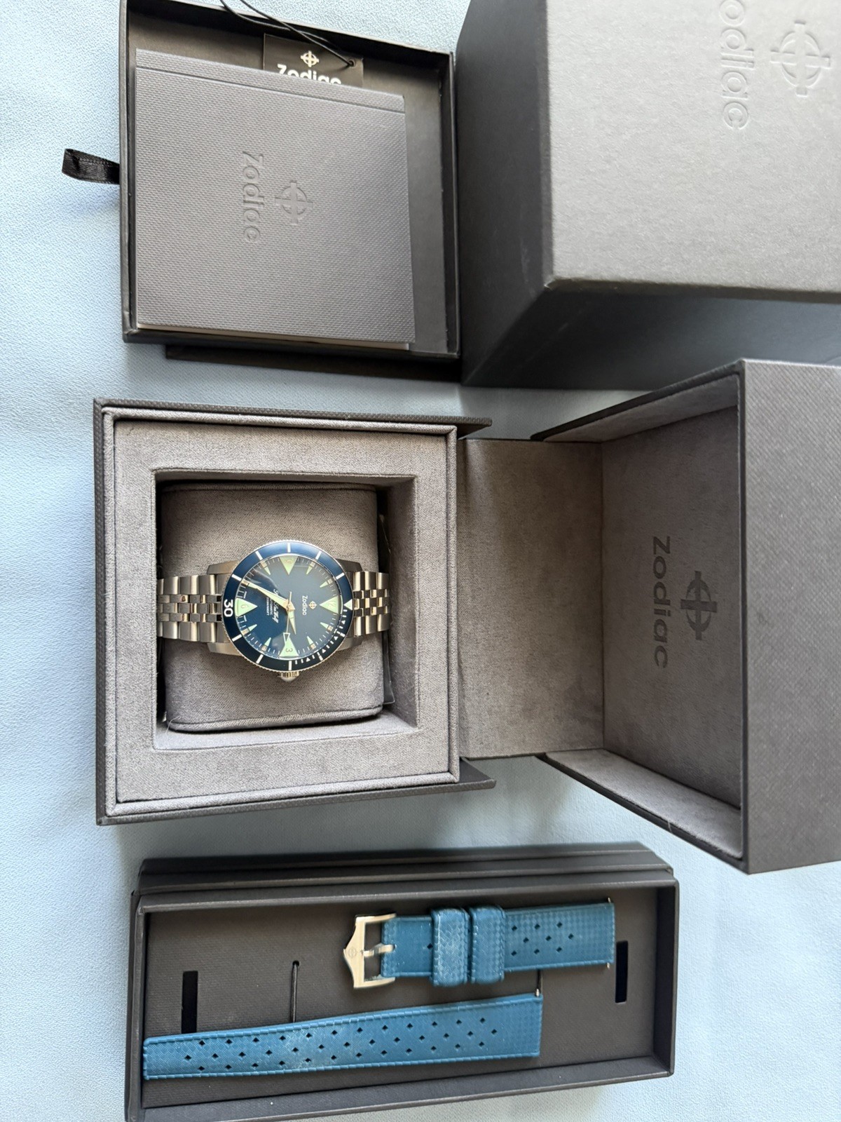 Zodiac Super Sea Wolf Skin Diver Automatic Blue Dial Watch ZO9217 39mm