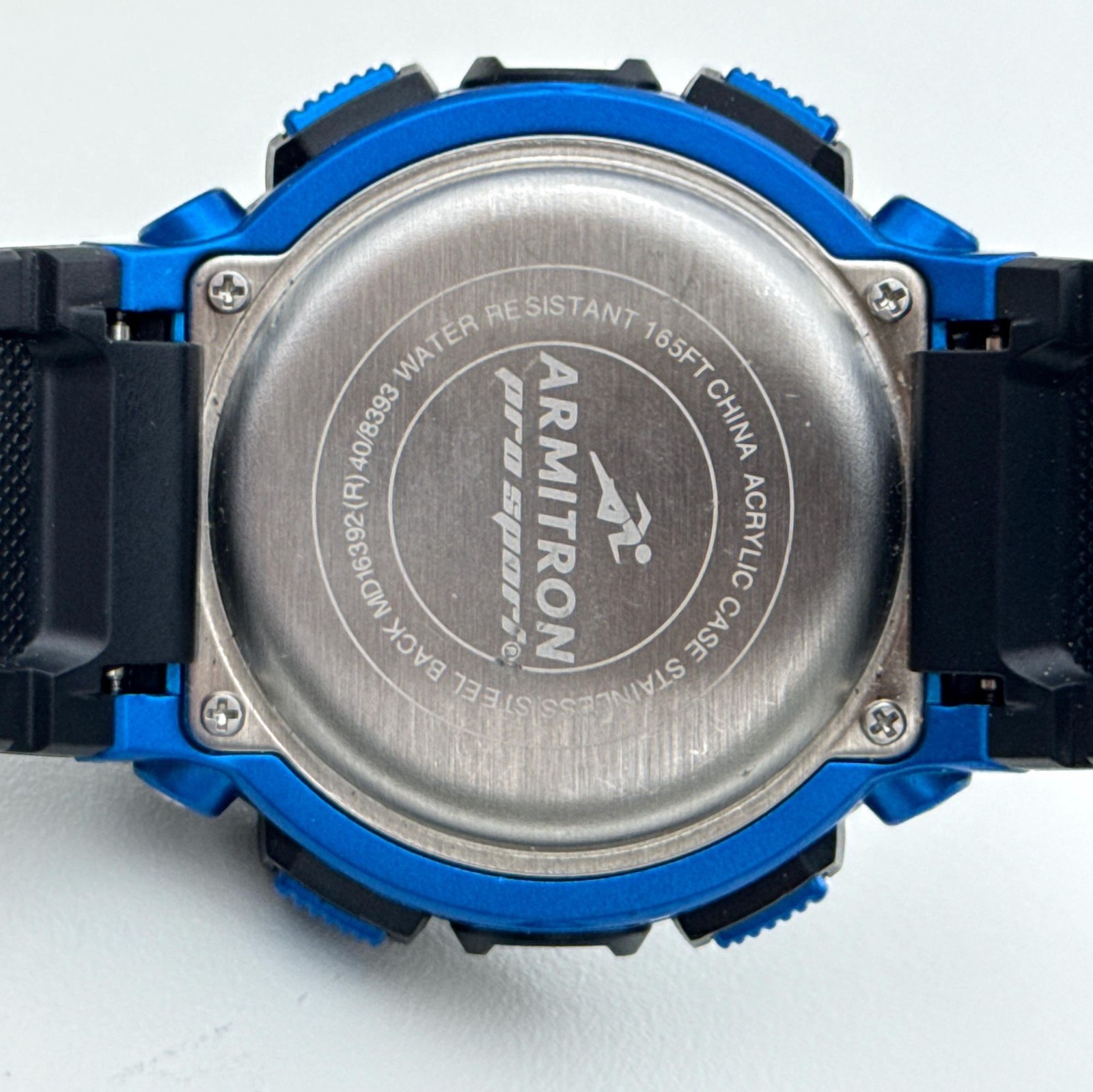 Retired Armitron Pro-Sport Black Blue 165ft Water Resist