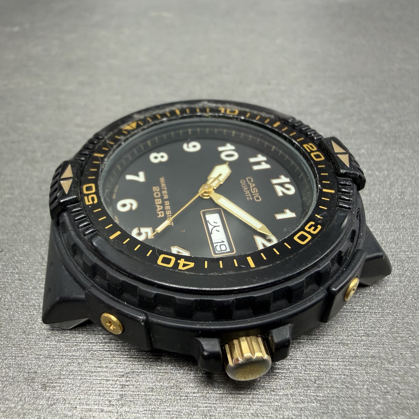 Casio Dive Watch Men 43mm Black Dial Black Tone Daydate MRD-201W New Battery
