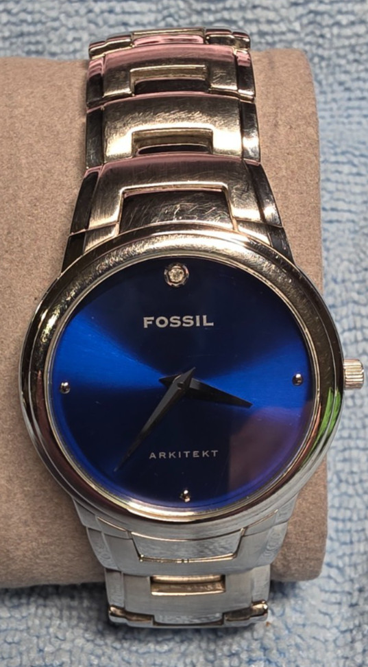 Fossil Arkitekt Mens Watch 36mm Blue Dial Stainless FS-3004 New Battery