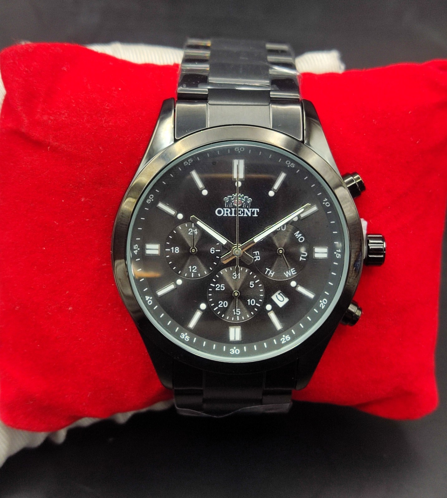 #Refurbished Orient Stainless Steel Chronograph Black Dial Men’s Wrist Watch