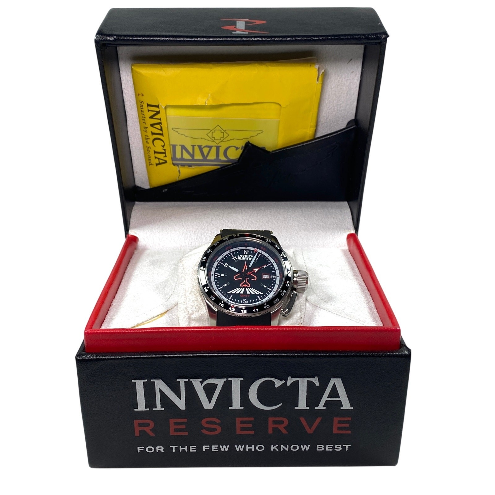 Invicta Aviator Model 1753 GMT Watch Mens 48mm Swiss Parts Movement Flame Fusion