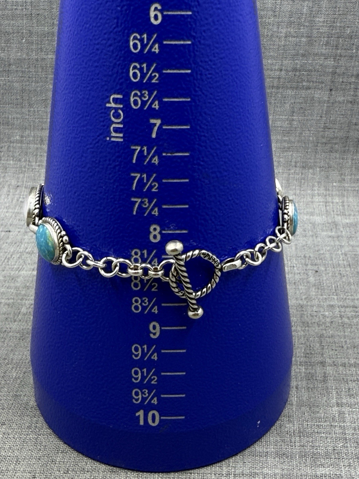 Carolyn Pollack Turquoise & MOP Toggle Clasp Bracelet Sterling .925 Watch