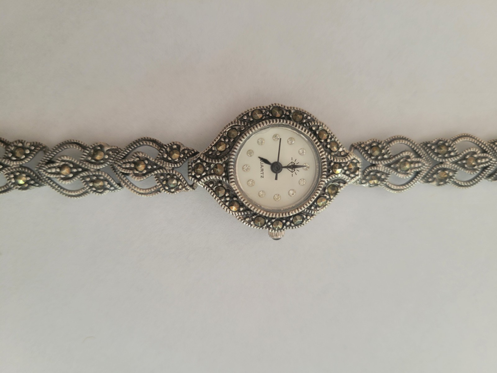 Sterling Silver Watch with Marcasites Japan Quartz Movement