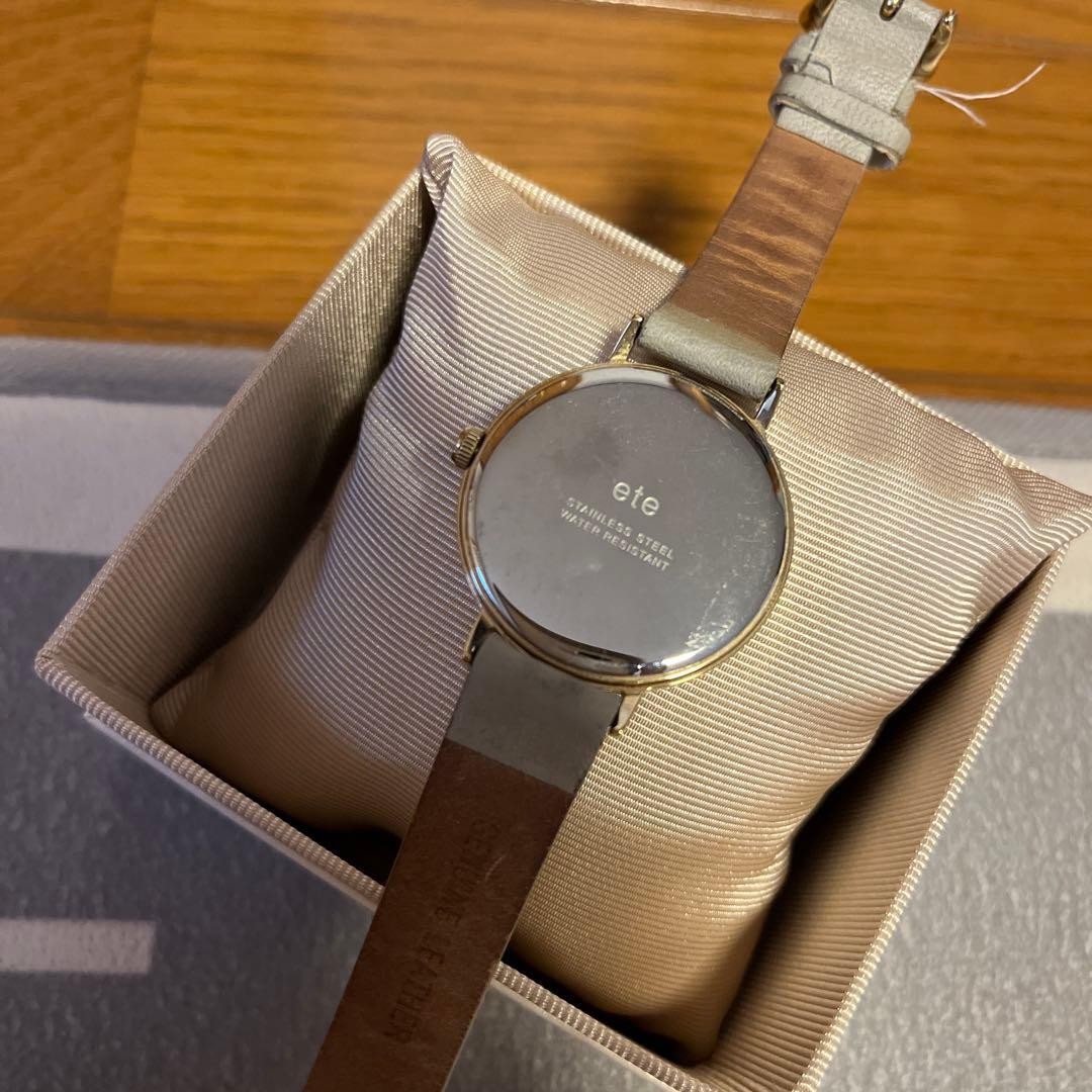 Ete Watch Silver Dial Gray Leather Band Classic Elegant Design with Box