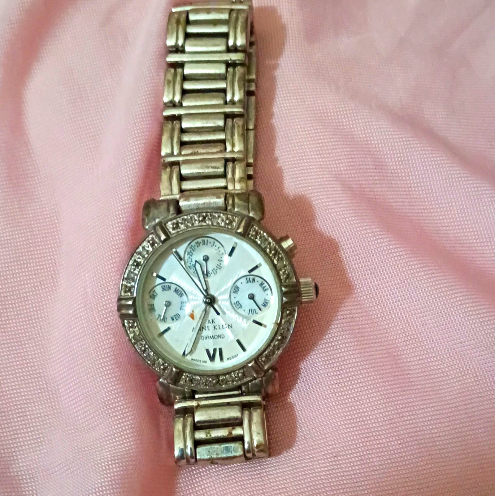 Anne Klein Diamond Women’s Silver-Tone Multi-Dial Analog Quartz Bracelet Watch