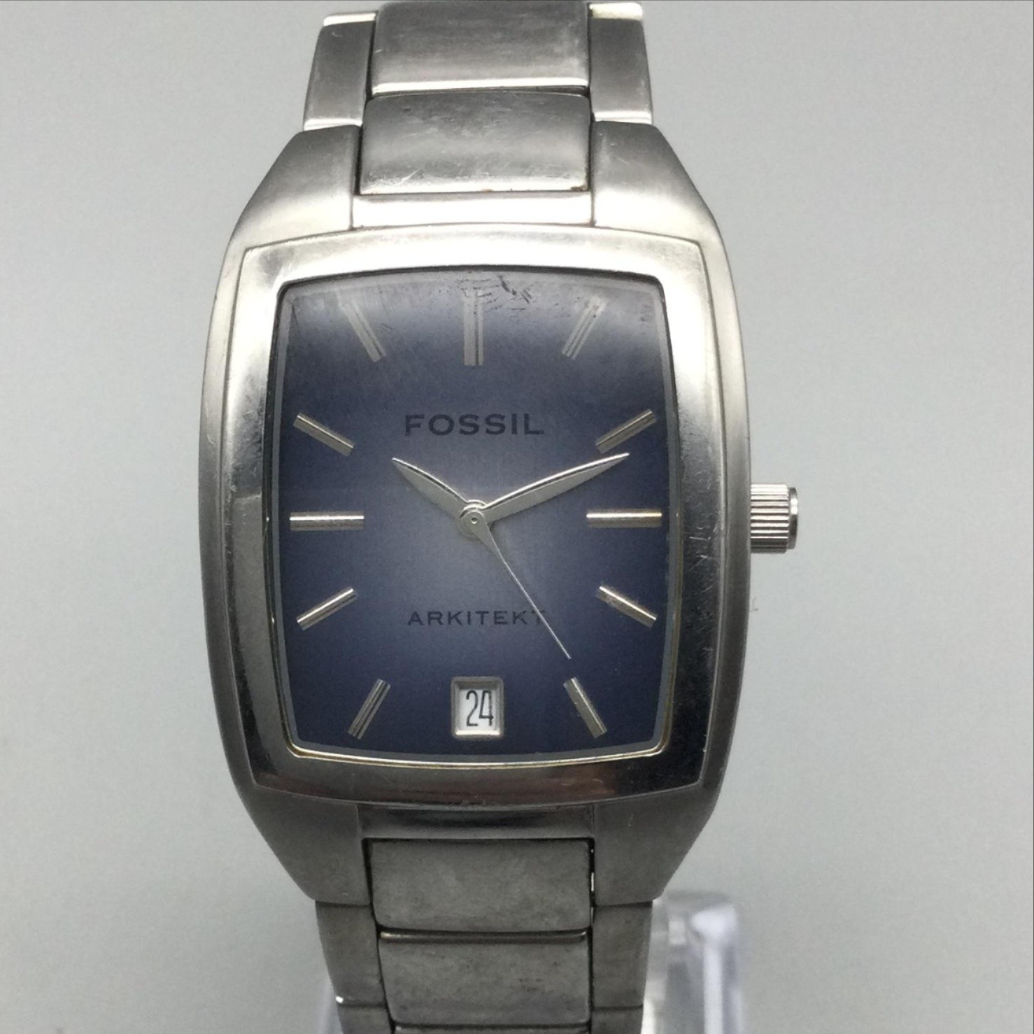 Fossil Arkitekt FS-2990 Mens Watch 31mm Blue Dial Date Stainless New Battery 7″