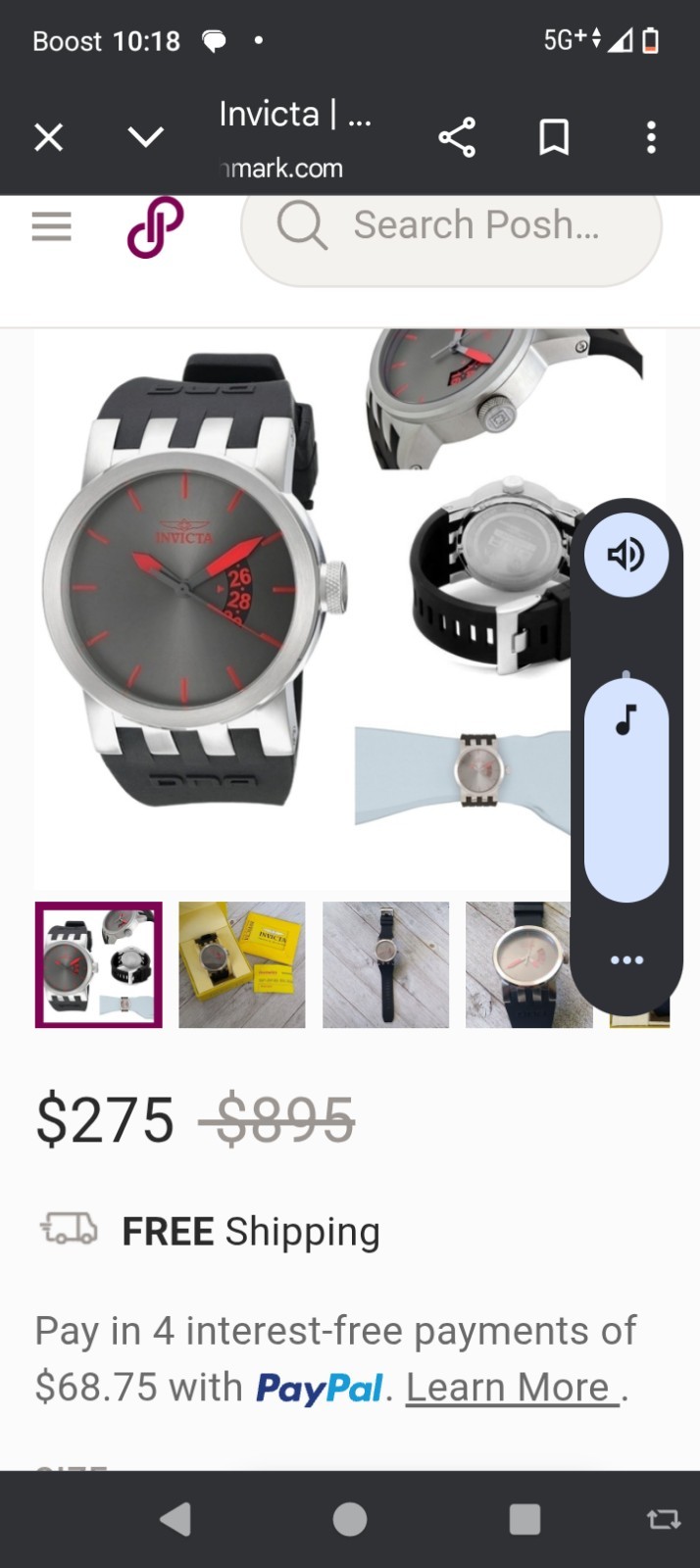 Invicta DNA Urban 46mm Sport Wristwatch Gray Red Dial Black Silicone Band