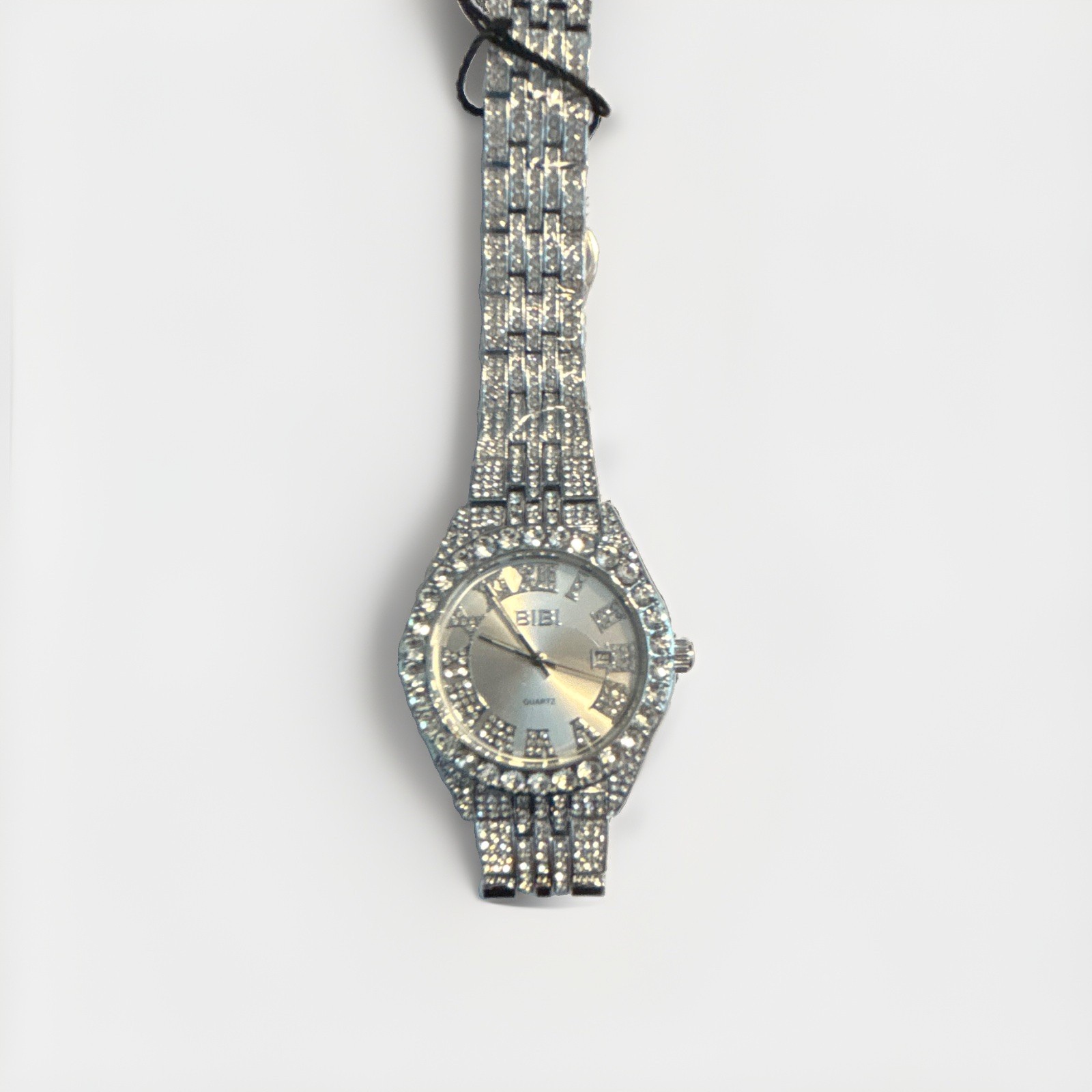 BiBi Women Quartz Analog Silver Dial Metal Bracelet Watch Gem-Set Bezel