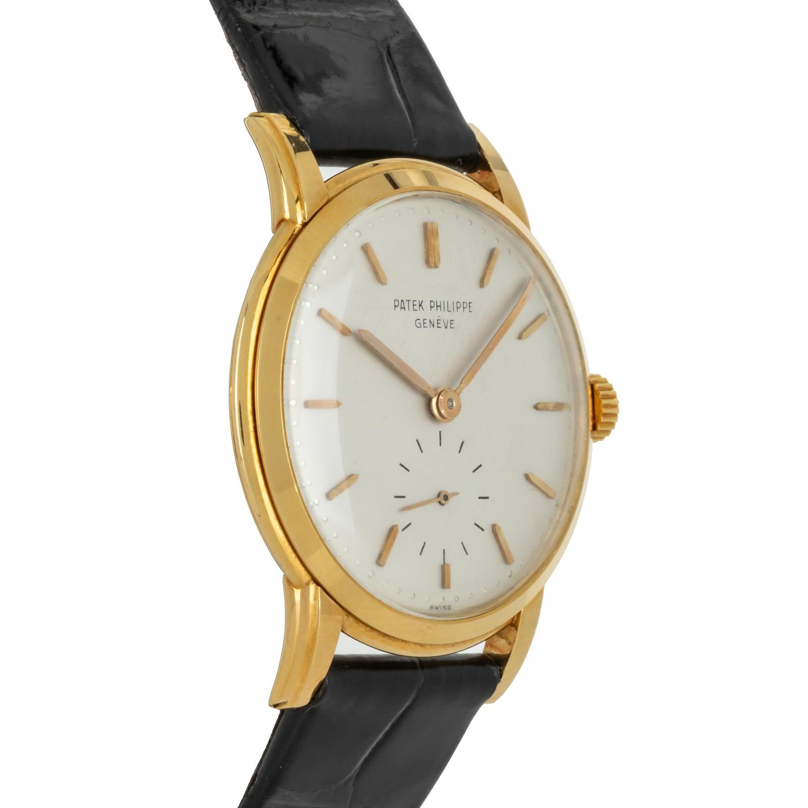 Patek Philippe Calatrava Yellow Gold Manual White Strap 32mm Watch 2484J