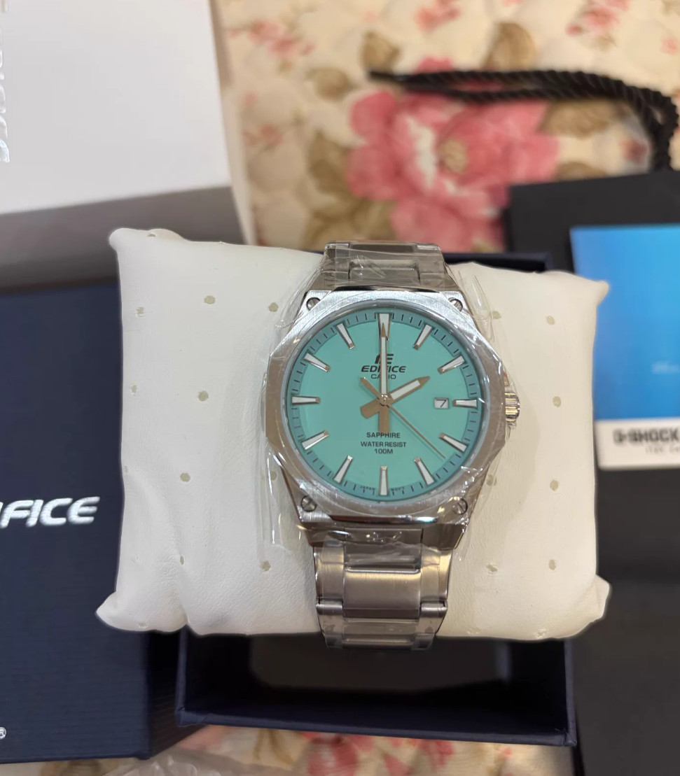 New Casio Edifice EFR-S108D-2BV Men Watch Sapphire Crystal Stainless Steel Wrist