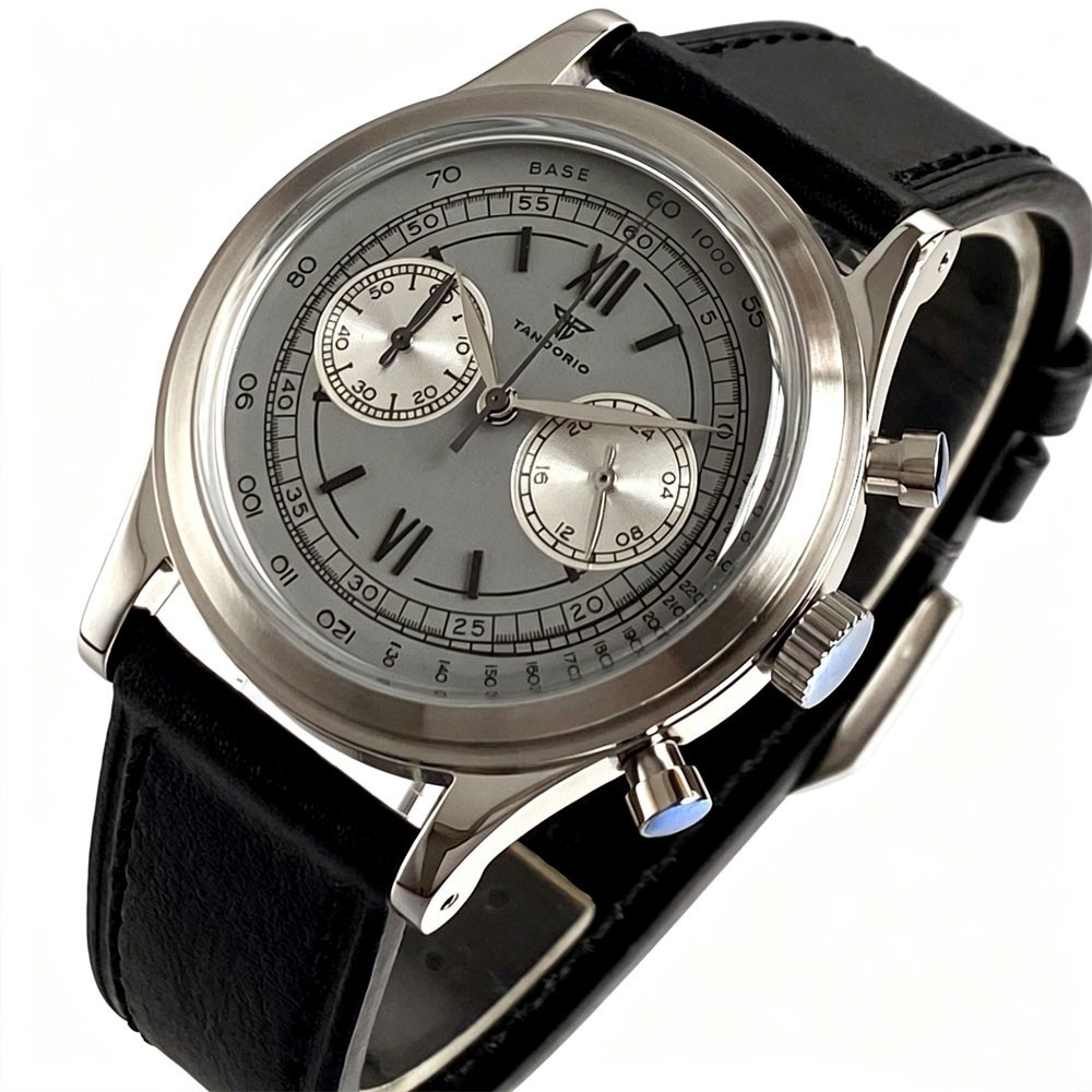 Tandorio 38mm Silver/Rose Gold Quartz Chronograph Vintage Watch For Miyota OS20