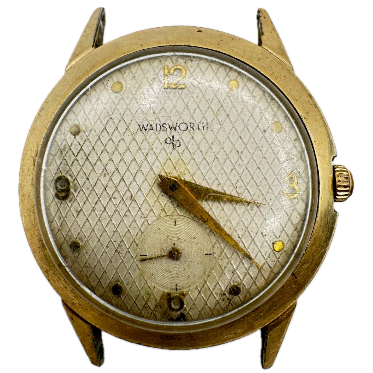Vintage Wadsworth 107 Diamond Pattern Men’s Mechanical Wristwatch Swiss