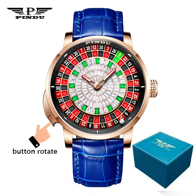 PINDU Men’s Watch European Button Roulette NH35A Automatic Casino Watch P6628