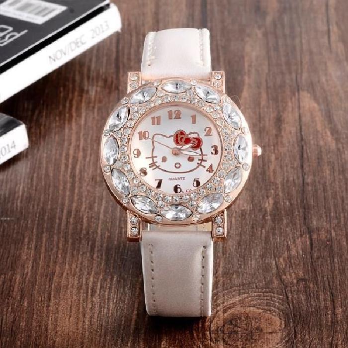 Superb Quartz Watch Design Dial Hello Kitty Ladies Kids Promo*