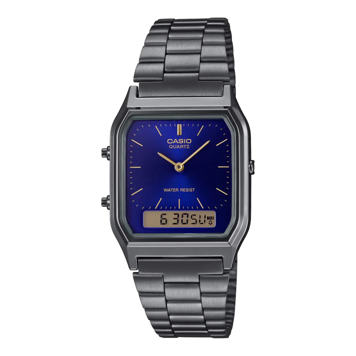 Casio AQ-230GG-2A Men’s Dual Time Stainless Steel Gray men`s Watch AQ230GG-2A