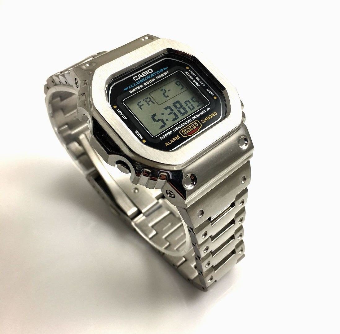 Casio Modification G-Shock DW5600 Mod Steel Bezel Bracelet 5600 Full Metal Custo