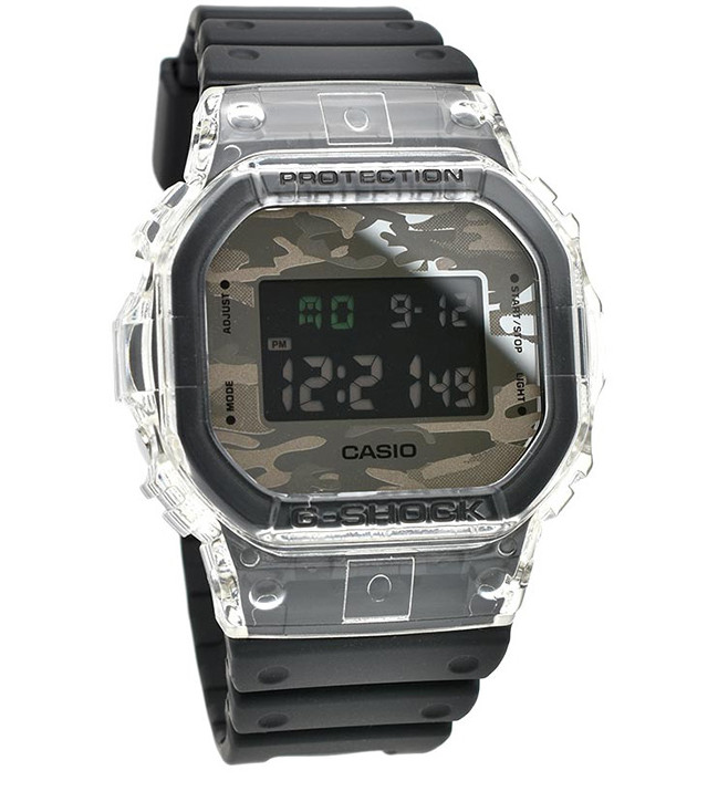 Casio G-Shock DW-5600SKC-1DR Clear Skeleton Camo Digital Watch New