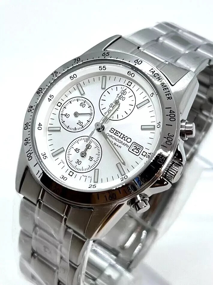 Seiko Chronograph Watch SBTQ039 Quartz White Dial Round Shape 38.5 mm 198mm