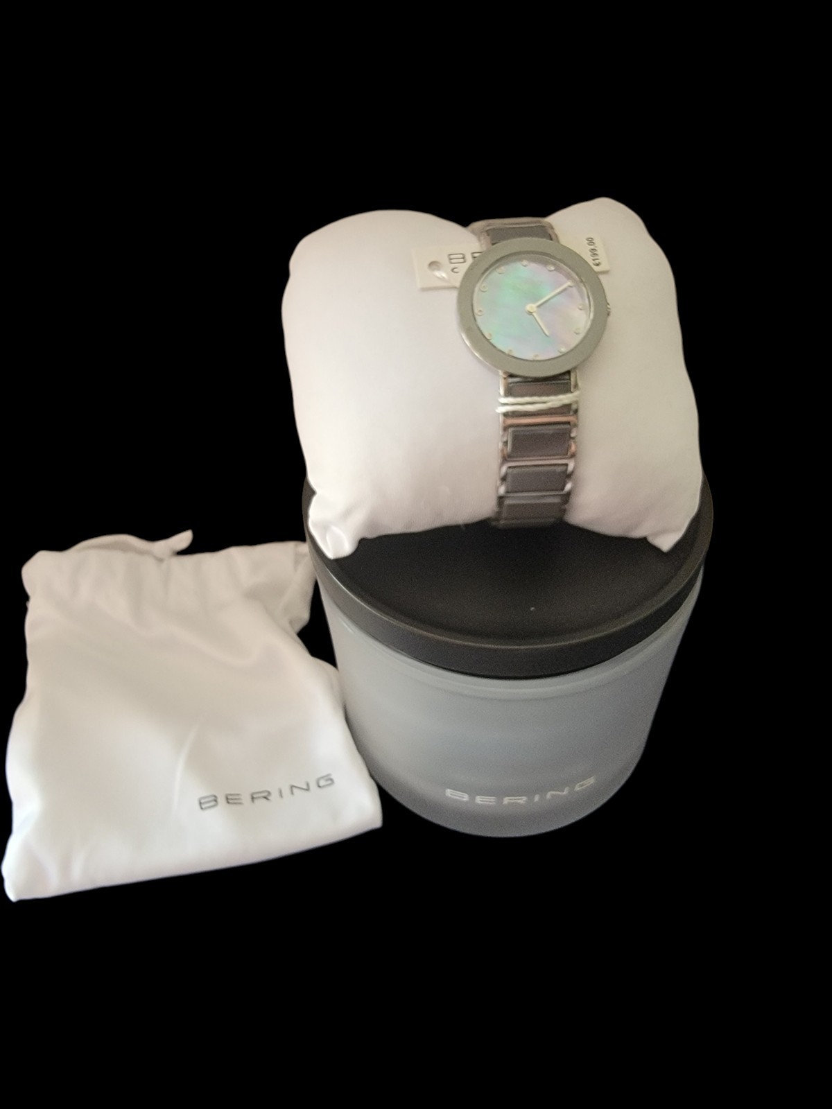 Bering Time Ceramic Silver Steel and Grey Ceramic Links Women’s Watch 11429-789