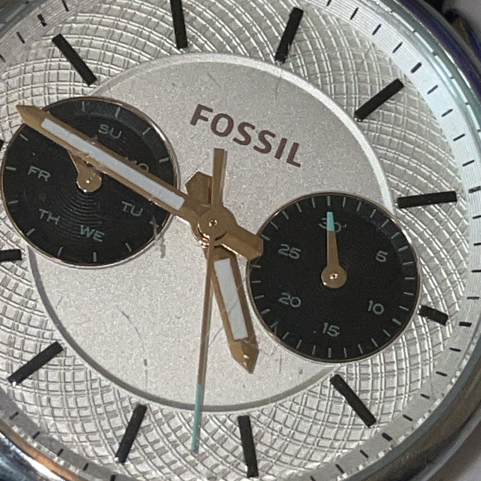 Fossil Tailor ES3953 Quartz Watch Stainless Black Leather Working Sub Dials