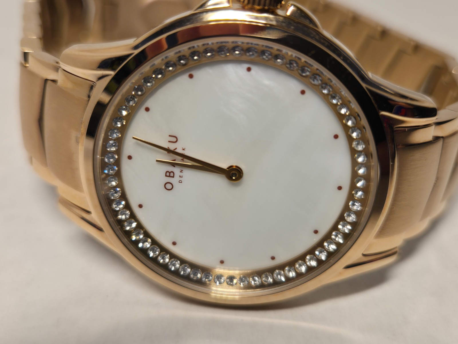 Obaku-Denmark Jasmin-Fuchsia Steel Rose Gold w/ Mother of Pearl Dial 35mm New!