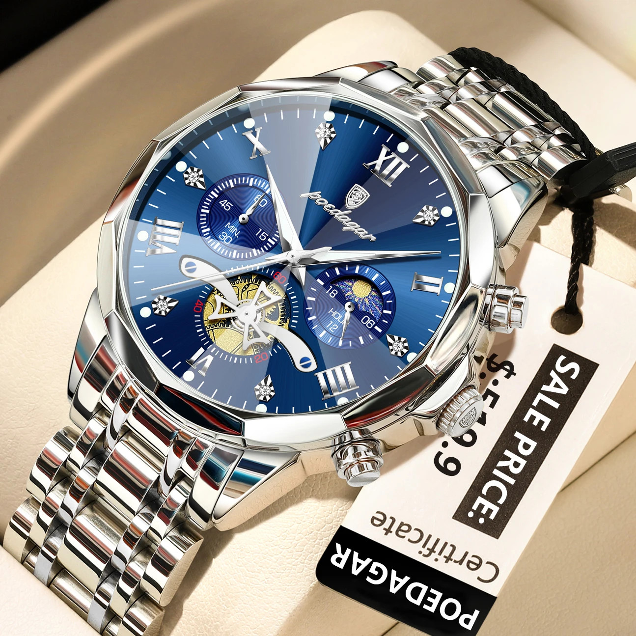 POEDAGAR Luxury Men Watch Top Original Waterproof Luminous Chronograph Man Wrist