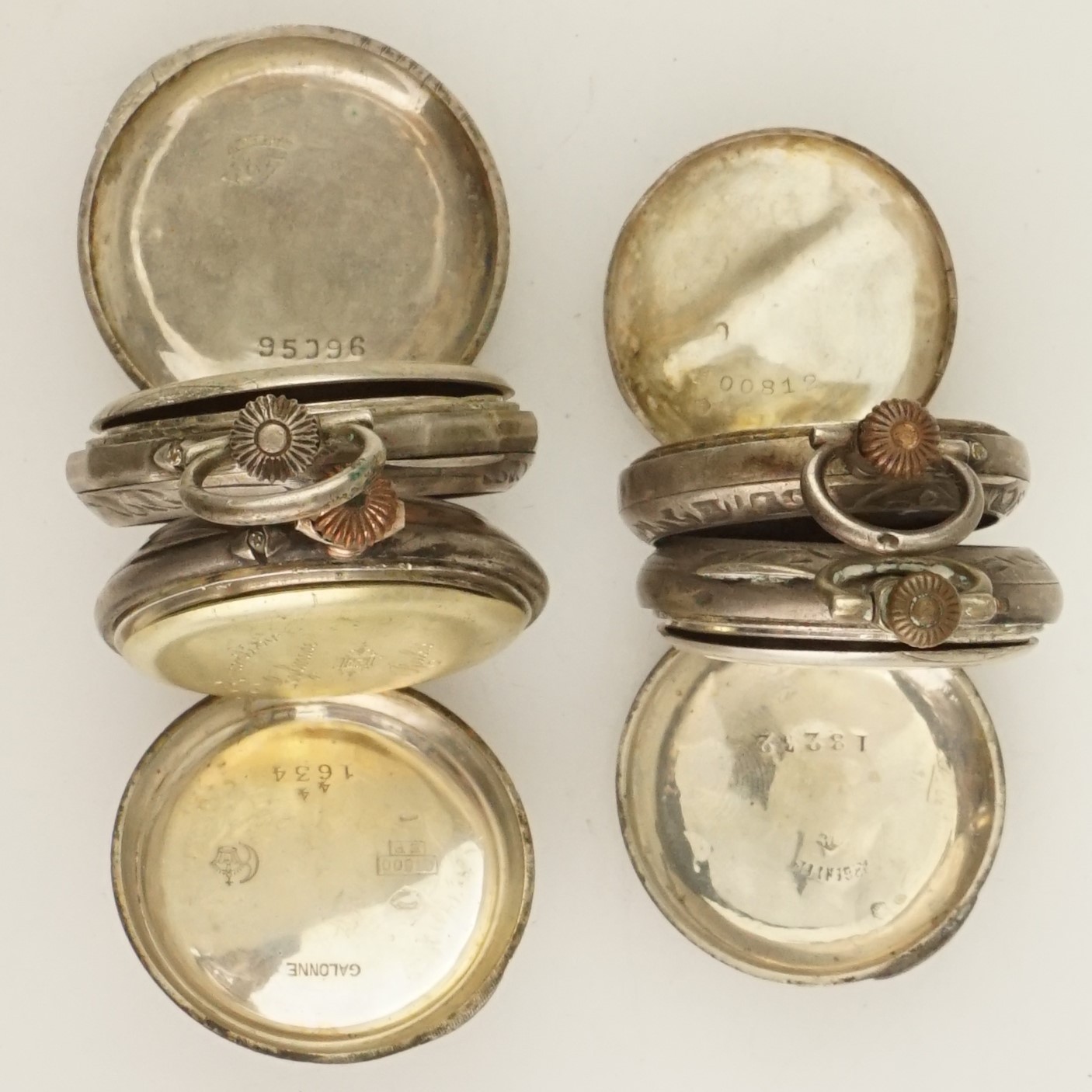 4x Silver Pocket Watch no fusee duplex gold pl wrist repeater chronograph scrap