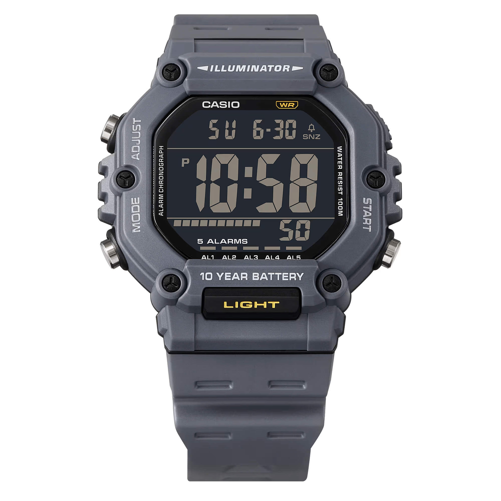 Casio Unisex Watch Dual Time Grey Digital Dial Resin Strap Alarm AE-1600H-8BVCF