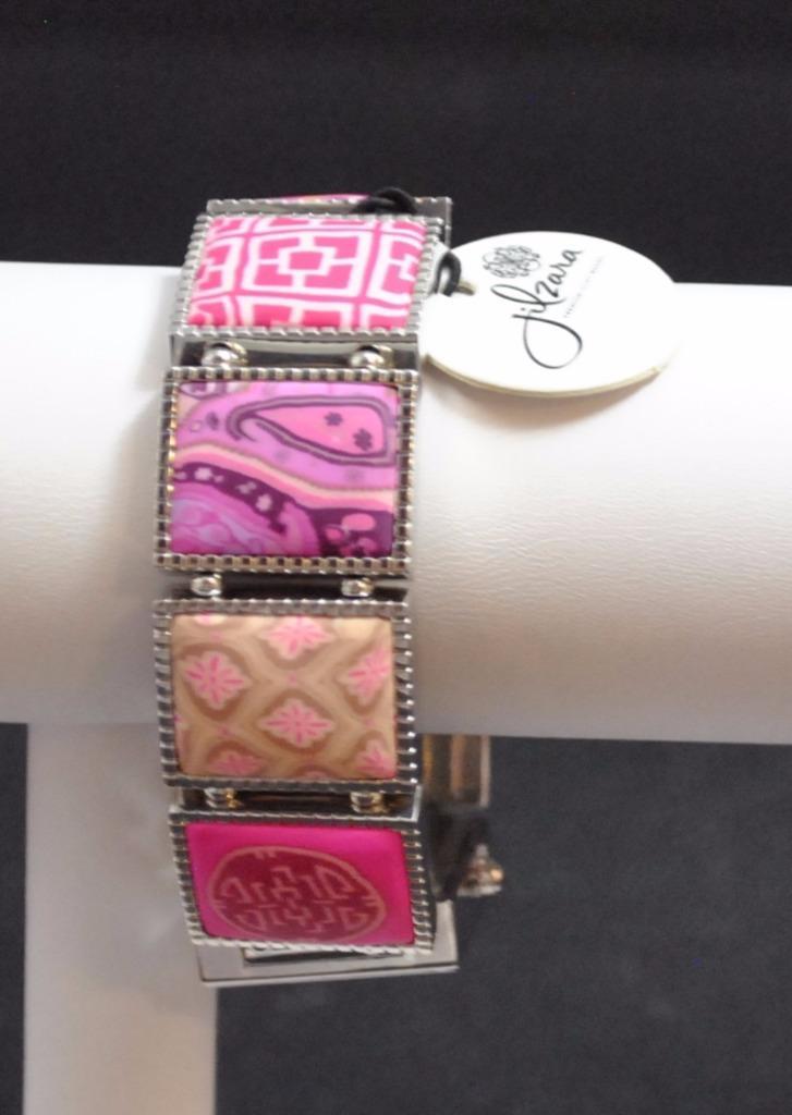 Jilzarah Blossom Square Watch Polymer Clay Inlays Stretch Band Handmade Artisan