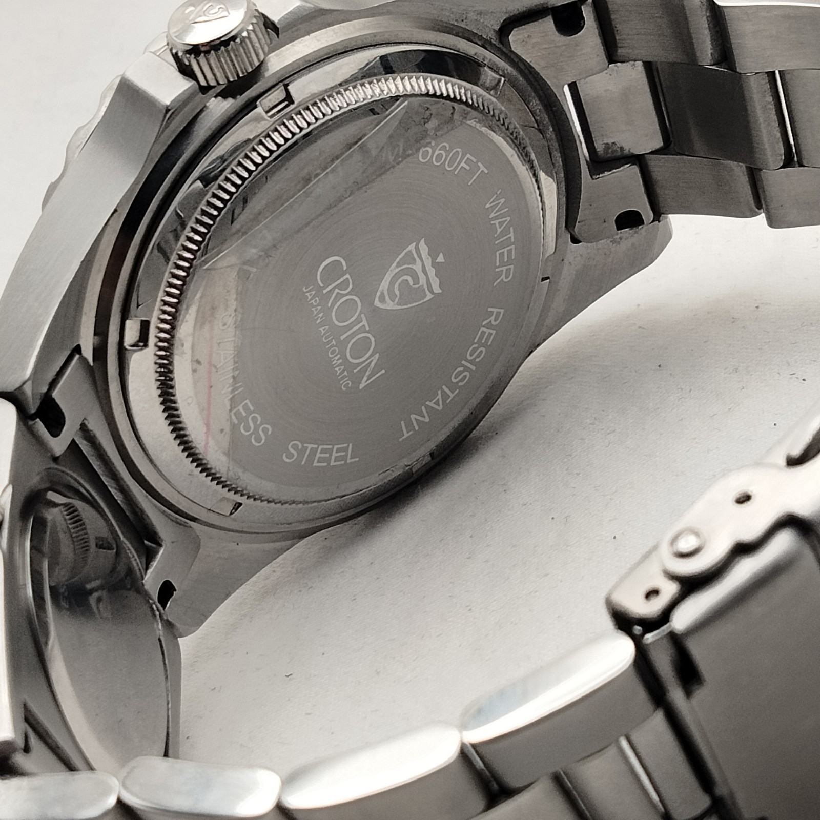 Croton Model CA301150SSBL Dual Time Automatic/Quartz Watch With Box.