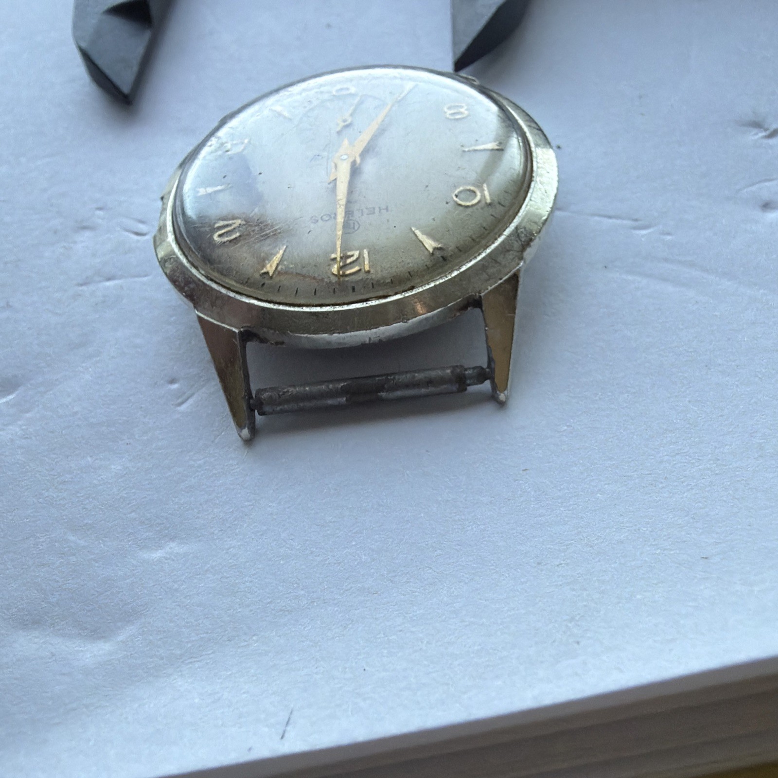 AV23 VTG Mechanical Wind Helbros 33mm Mens Watch Repairs Aluminum Case As Is**