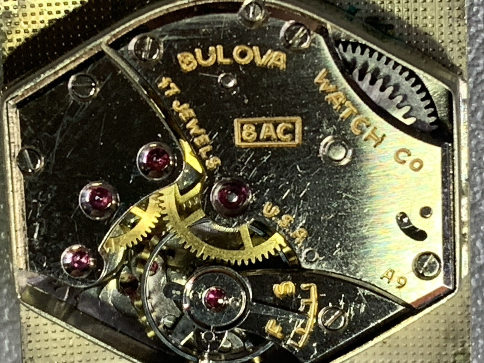 Vintage BULOVA watch, model 8AC, 17j, 10K RGP Bezel ,RUNNING