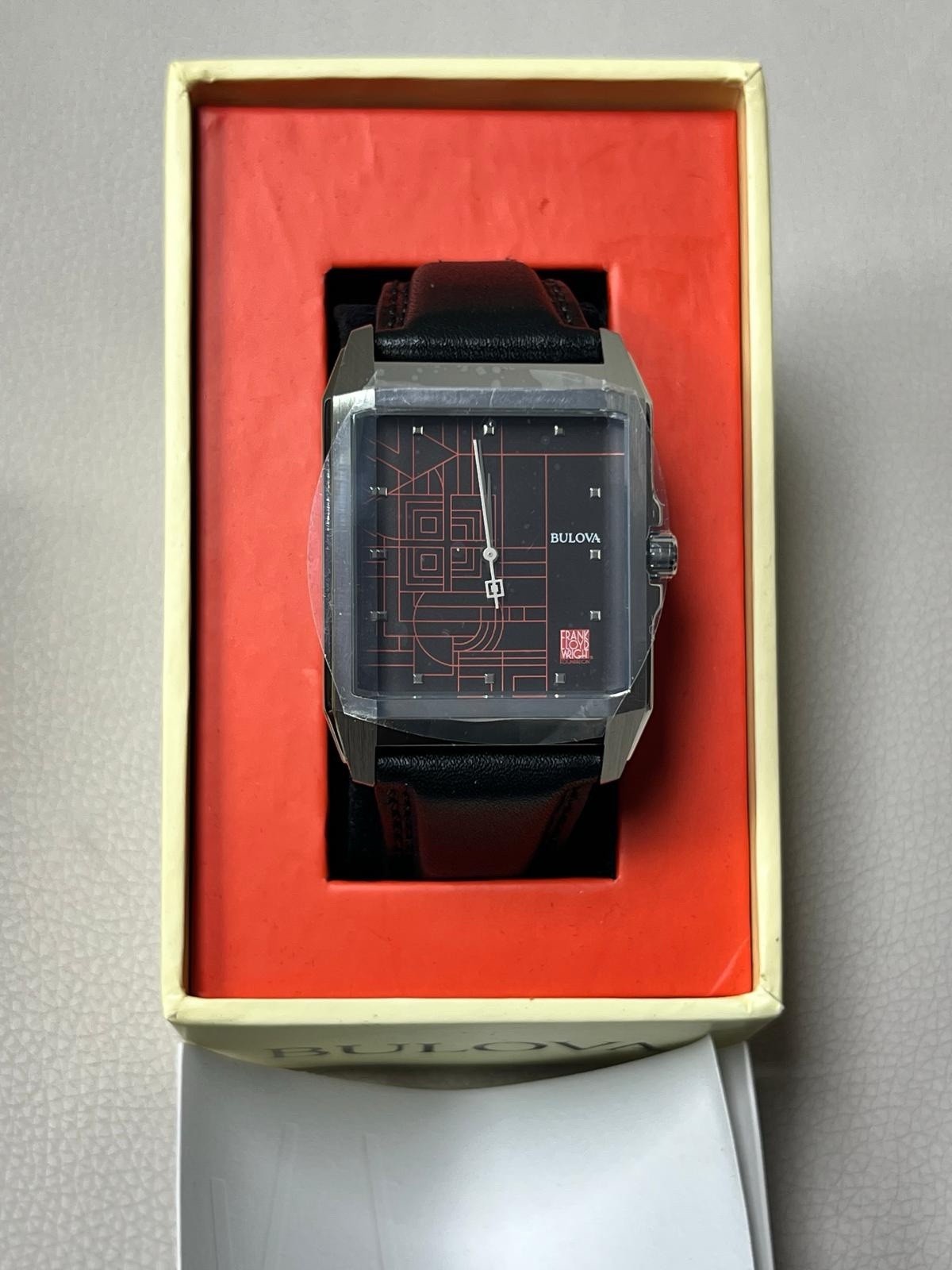Bulova FRANK LLOYD WRIGHT December Gifts 1927 Men’s Watch 35 MM 96A223 NEW