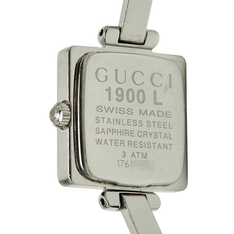 Gucci Wristwatch Bangle Watch 1900L Quartz Black Dial Stainless Steel Ladies GUC
