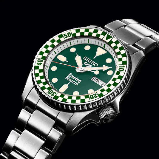 Seiko 5 Sports x Rowing Blazers Green Dial Auto Day/Date 100m Box Papers – NEW