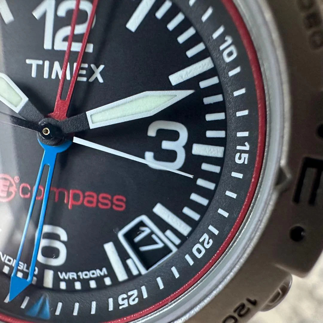 TIMEX Indiglo Compass Quartz Black Dial Stainless Steel 1.65 Watch