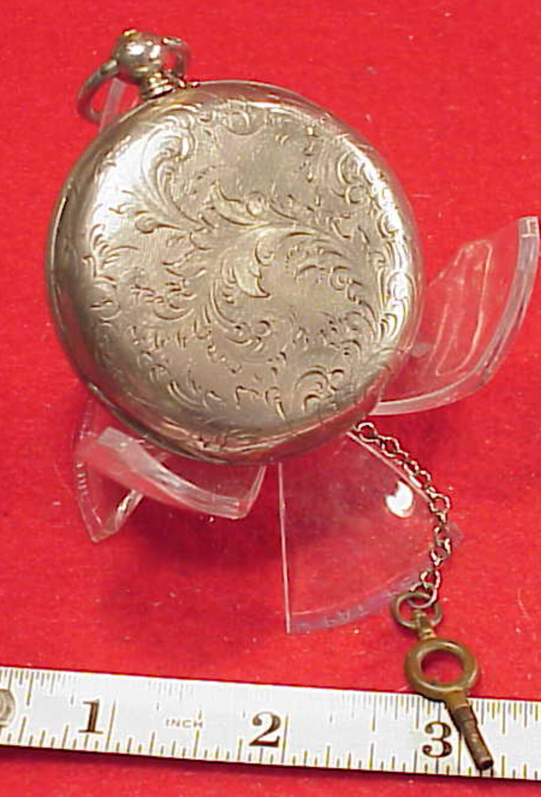 VINTAGE 55MM T JACOT BAT WING RUBY CRAB CLAW CHINESE DUPLEX SILVER POCKET WATCH